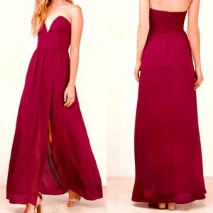 -Tobi Krystal Strapless Maxi Dress - Wine - Medium